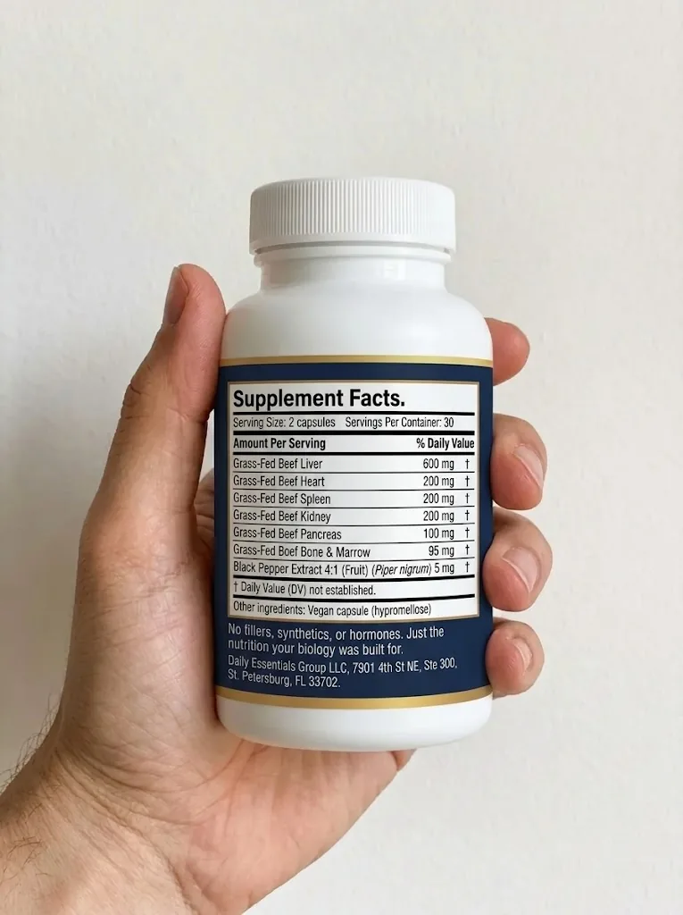 AlfaMen bottle, supplement facts label