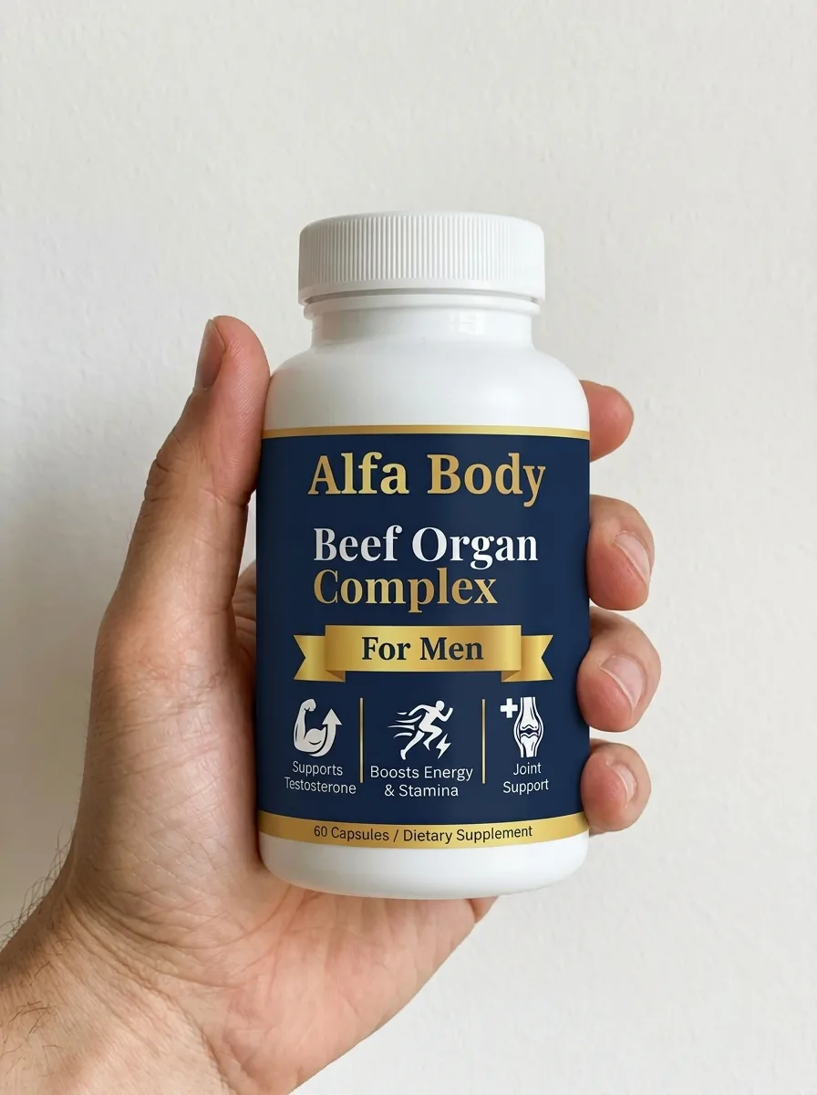 AlfaMen bottle, front label